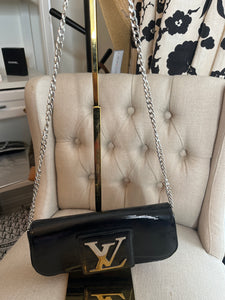 Black  Pre-Loved LV Clutch w chain