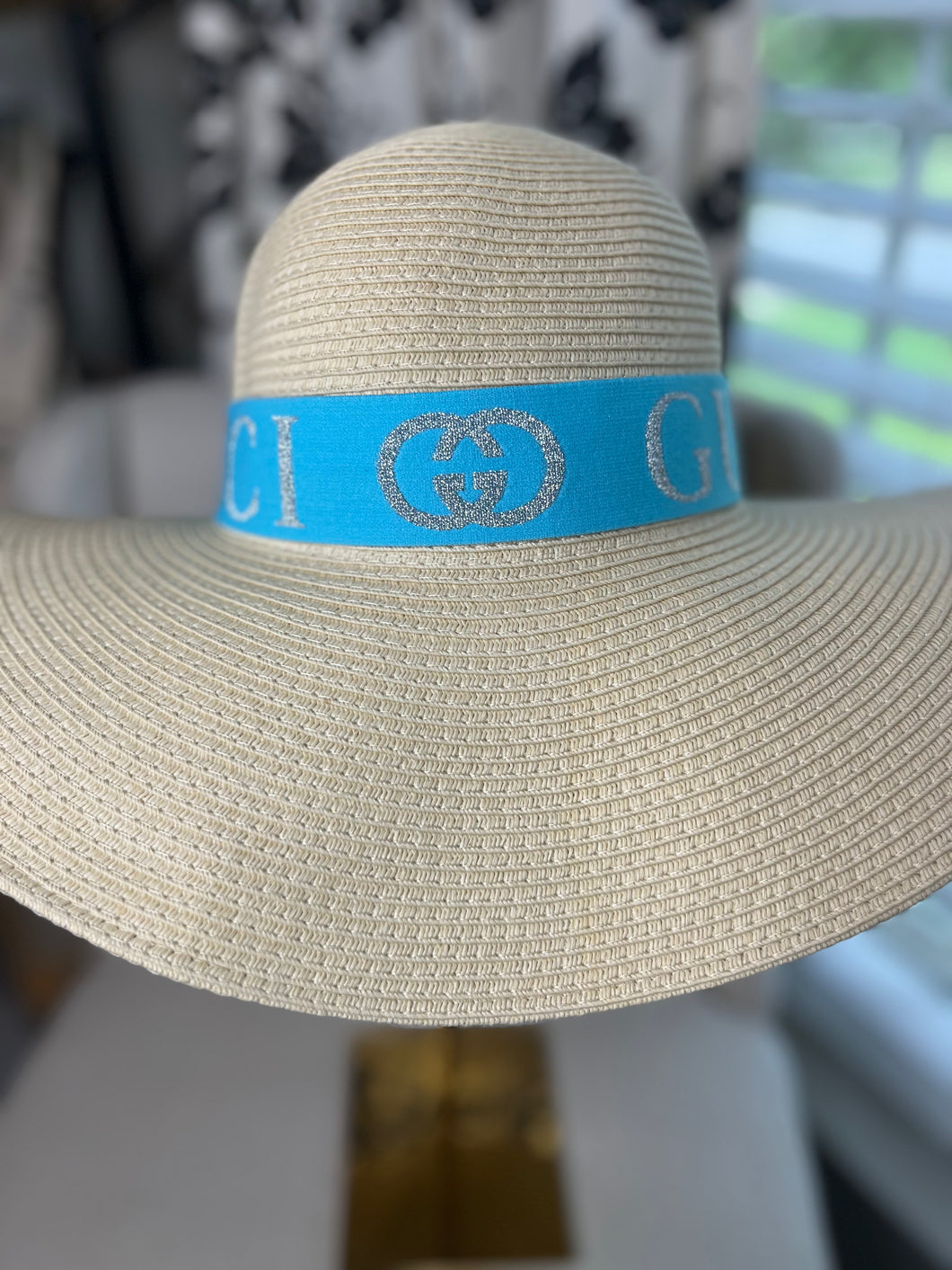 Pale Blue silver metallic GG Hatband