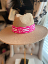 Load image into Gallery viewer, Inspired Pink w/ round LV emblem Hat Band