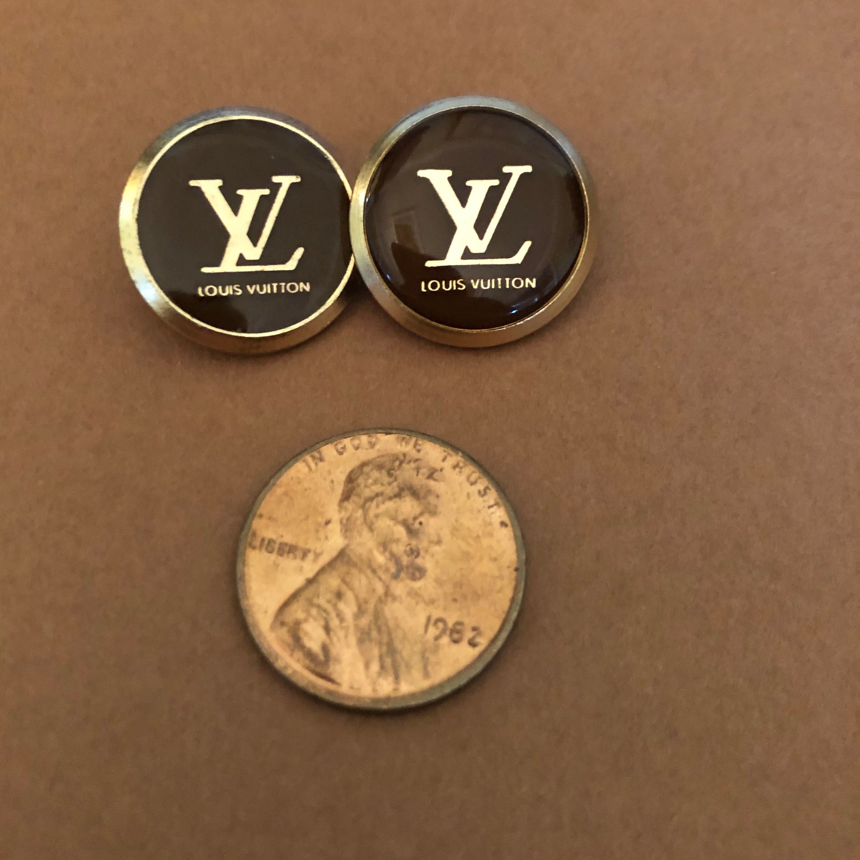 Louis Vuitton LV Upcycled Button Earrings - Brown Flower – The Pink Bazaar