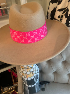 Pink and White GG Hat Band
