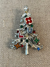 Load image into Gallery viewer, Christmas Silver Tree Brooch
