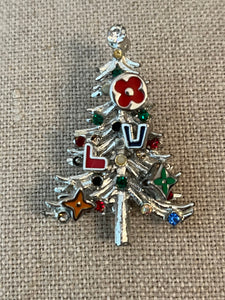 Christmas Silver Tree Brooch